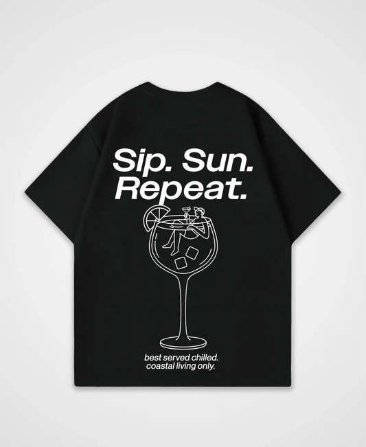 SIP. SUN. REPEAT. OVERSIZED SHIRT