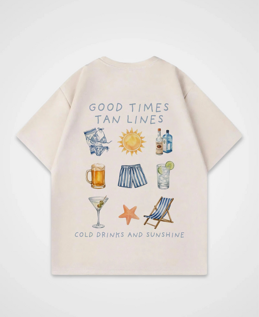 GOOD TIMES TAN LINES OVERSIZED SHIRT