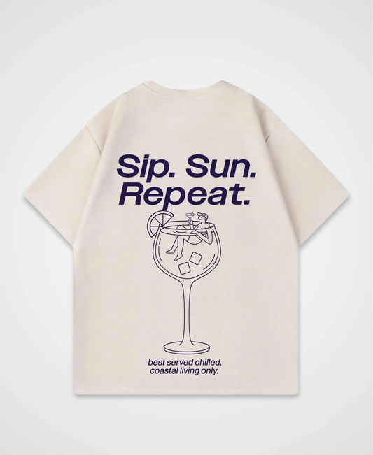 SIP. SUN. REPEAT. OVERSIZED SHIRT